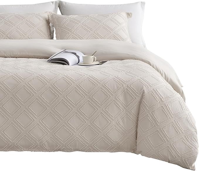 Maple&amp;Stone King Duvet Cover Set - 3 Pieces Textured Tufted Boho Bedding Set