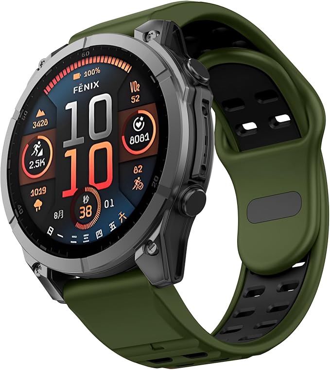 Fenix 8 AMOLED-47mm/Fenix 7/Fenix E Watch Band, 22mm Width Soft Silicone Bands for Garmin Fenix 5/Fenix 5 Plus/Fenix 6/Fenix 6 Pro/Fenix 7 Pro Smartwatch