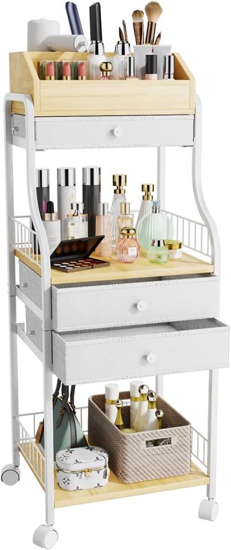 HapiRm Floor Makeup Organizer Storage - Vanity Skincare Make Up Organizers and Storage