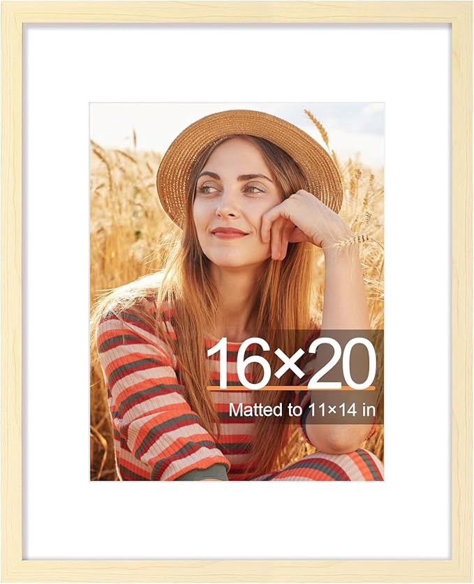 smiry Picture Frame 16x20, Display Pictures 11x14 with Mat or 16x20 without Mat