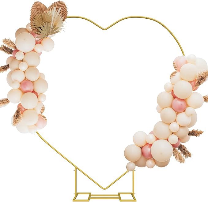 HEOMU Heart Shape Wedding Arches for Ceremony,Gold Arch Backdrop Stand