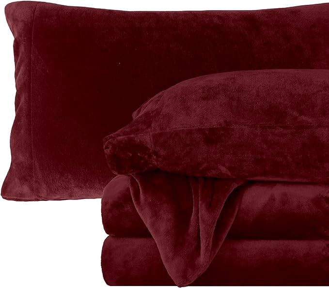 Elegant Comfort Luxuriously Soft 4-Piece Velvet Plush Flannel Sheet Set - Premium Quality