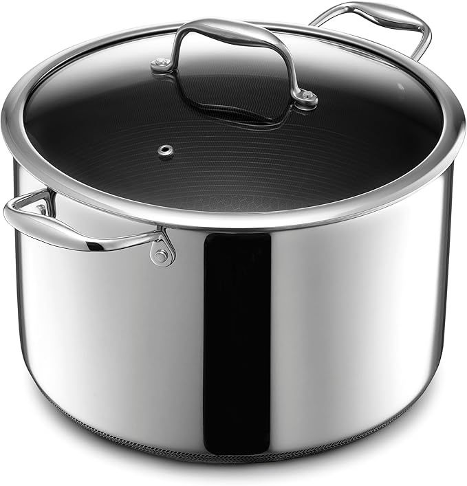 HexClad Hybrid Nonstick 10-Quart Stockpot with Tempered Glass Lid