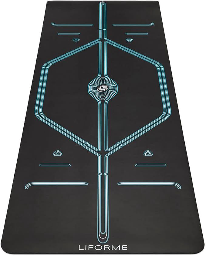 Liforme XL Yoga Mat – Free Yoga Bag Included - Black/Blue