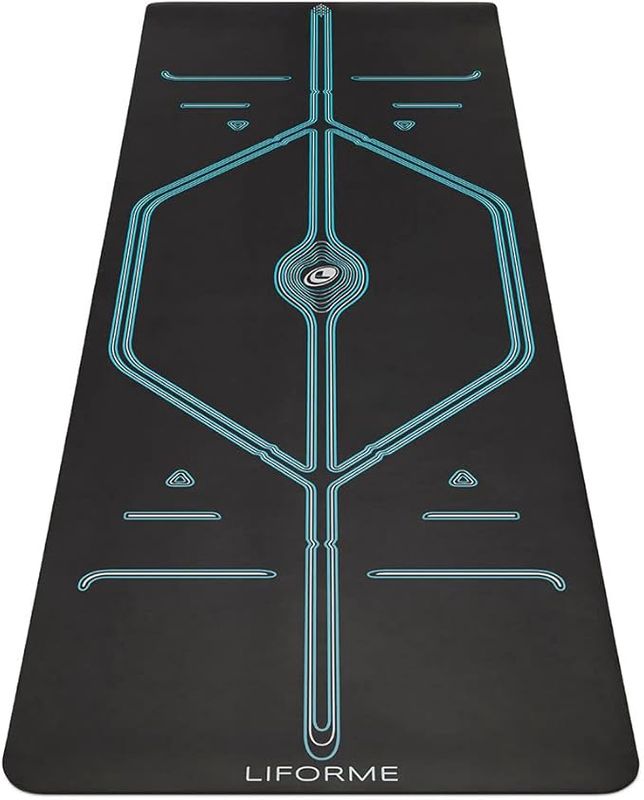 Liforme XL Yoga Mat – Free Yoga Bag Included - Black/Blue