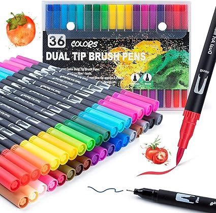 Coloring Markers Pen for Adults - 36 Fine Felt Tip Water Markers Dual Tip