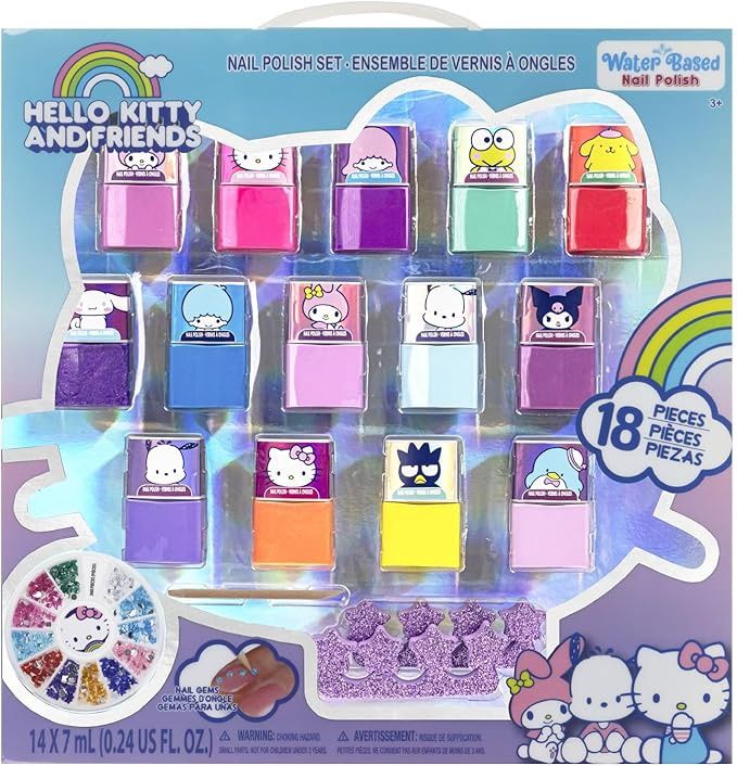 Hello Kitty and Friends Non-Toxic Peel-Off Quick Dry Nail Polish Activity Makeup Set