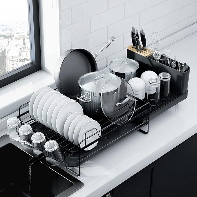 Kitsure Large Dish Drying Rack 67.8 x 32.8 x 15.0cm - BLack