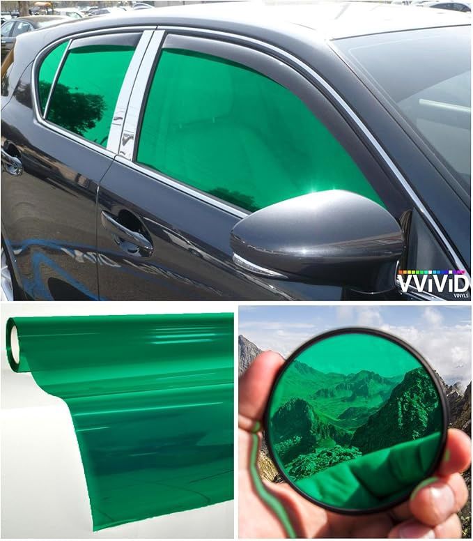 VViViD Colorful Transparent Vinyl Car Window Tinting 30 Inch x 60 Inch 2 Roll Pack - Green