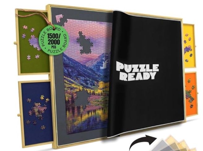 Puzzle Ready Jigsaw Puzzle Board 2000 Pieces - 40.5 x 27 in, Brown, Holds 1500 &amp; 2000 Pieces
