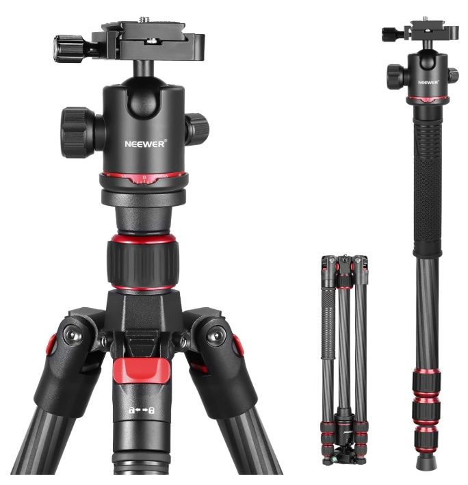 NEEWER 68" Carbon Fiber Camera Tripod Monopod with Center Column