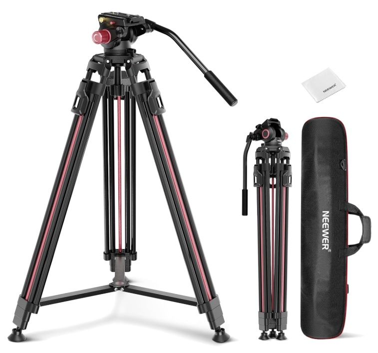 NEEWER LL38 79"/2m Video Camera Tripod with Fluid Head &amp; Cleaning Cloth