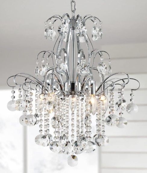 WUZUPS Crystal 5-Light Candle Chandelier Ceiling Light Modern Crystal/Metal