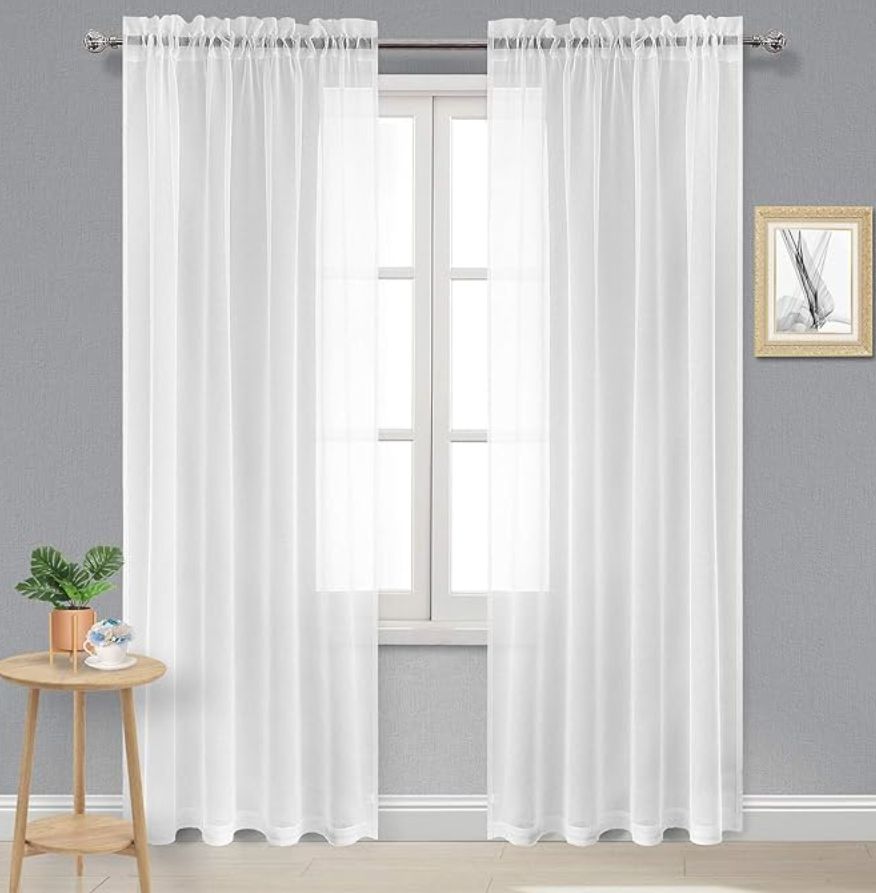 DWCN White Sheer Curtains 84 inches