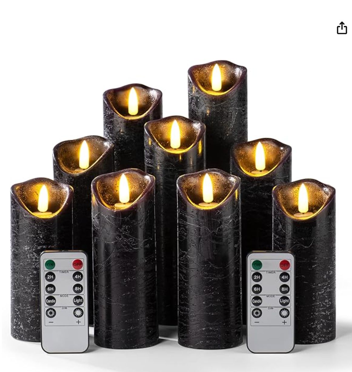 Hausware Set of 8 Flameless Black Candles