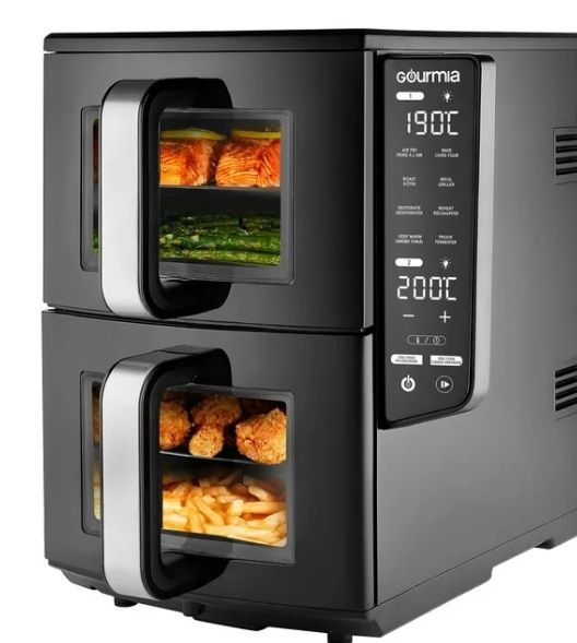 Gourmia 4 Dish Dual Basket Air Fryer with Sync Finish &amp; Sync Cook, 10.4 L (11 qt.)