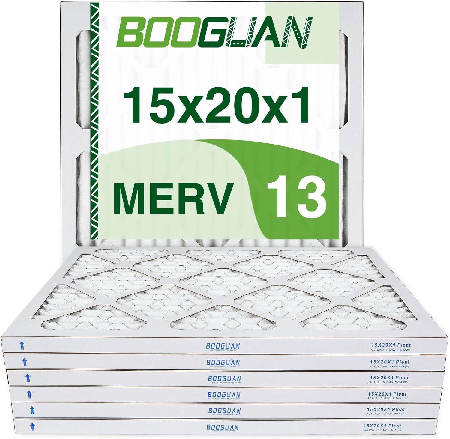 Filters 15x20x1 MERV 13 Air Filters Pleated HVAC AC Furnace Filters (6-Pack)
