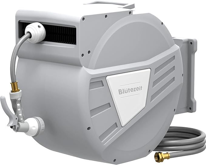 Blütezeit Retractable Garden Hose Reel, 5/8'' x 100ft Hose Reel Wall Mount