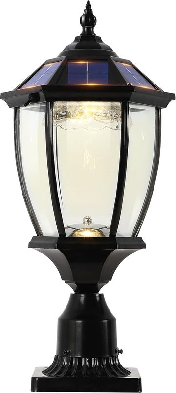 Solar Outdoor Lamp Post Light with Dusk to Dawn Photocell, Waterproof Oil-Rubbed