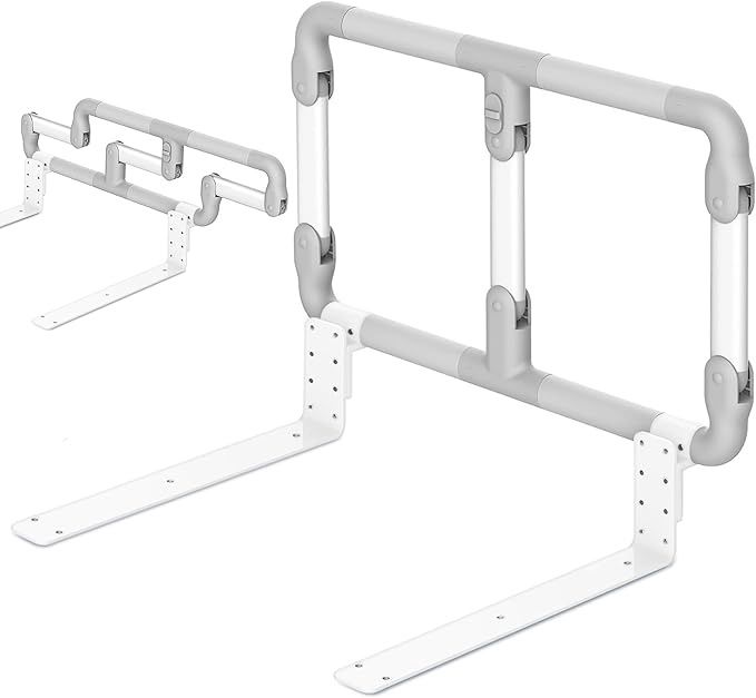 Folding Bed Rails for Elderly Seniors, Bed Assist Rail with Adjustable Heights for Easily