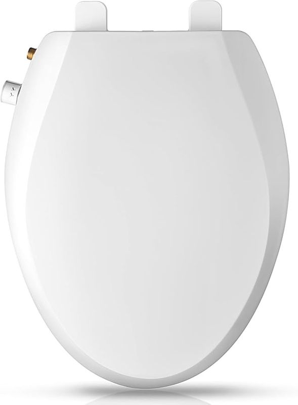 Elongated Bidet Toilet Seat with Quiet-Close, Non-Electric Bidet Mode with Dual Nozzles