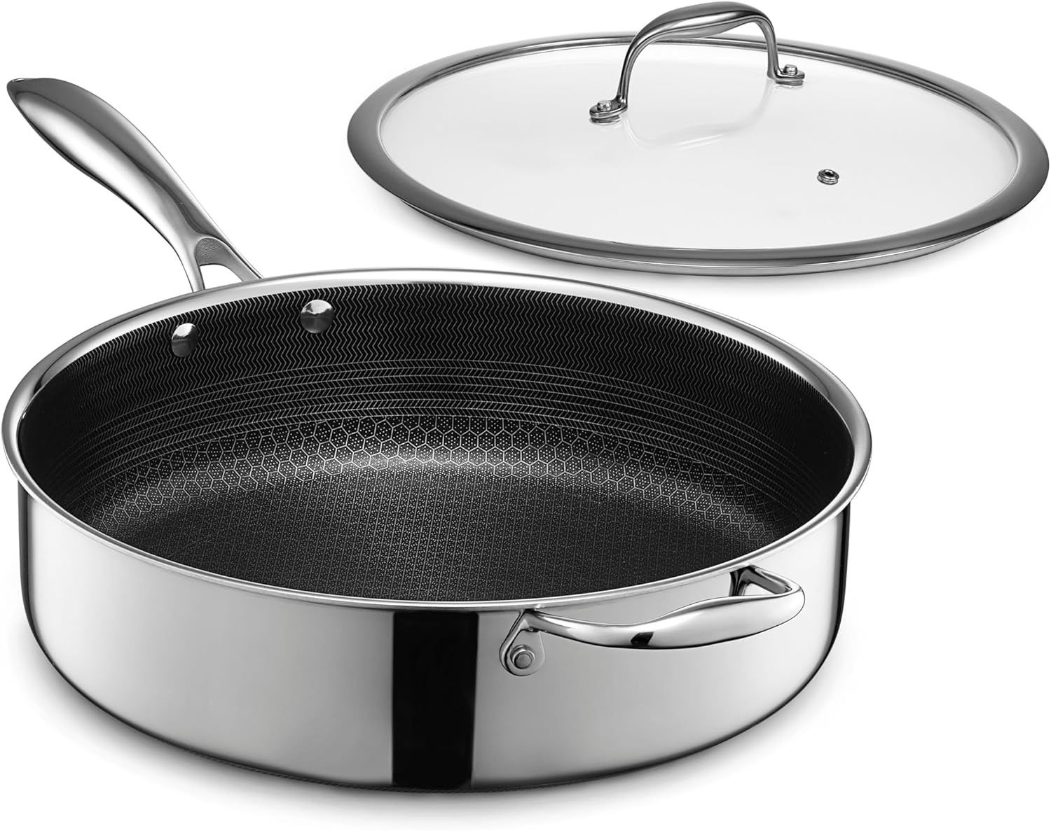 HexClad Hybrid Nonstick 5.5 Qt Deep Sauté Pan and Lid