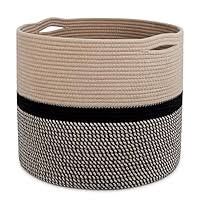 1 PC Large Storage Basket 15.8x13.8in - Black/Jute