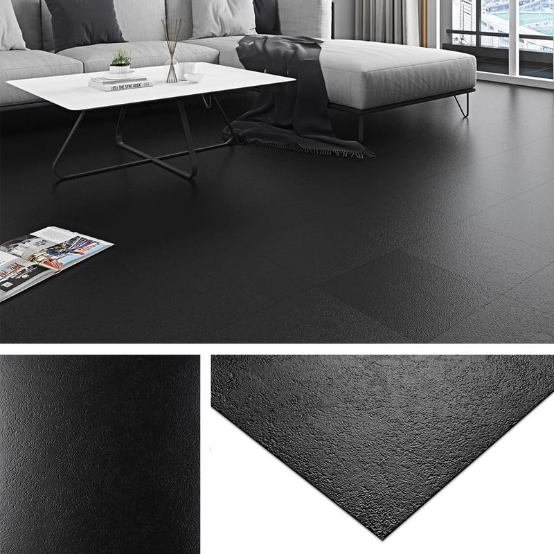 Livelynine Solid Black Vinyl Flooring 32-Pack 12x12 Inch