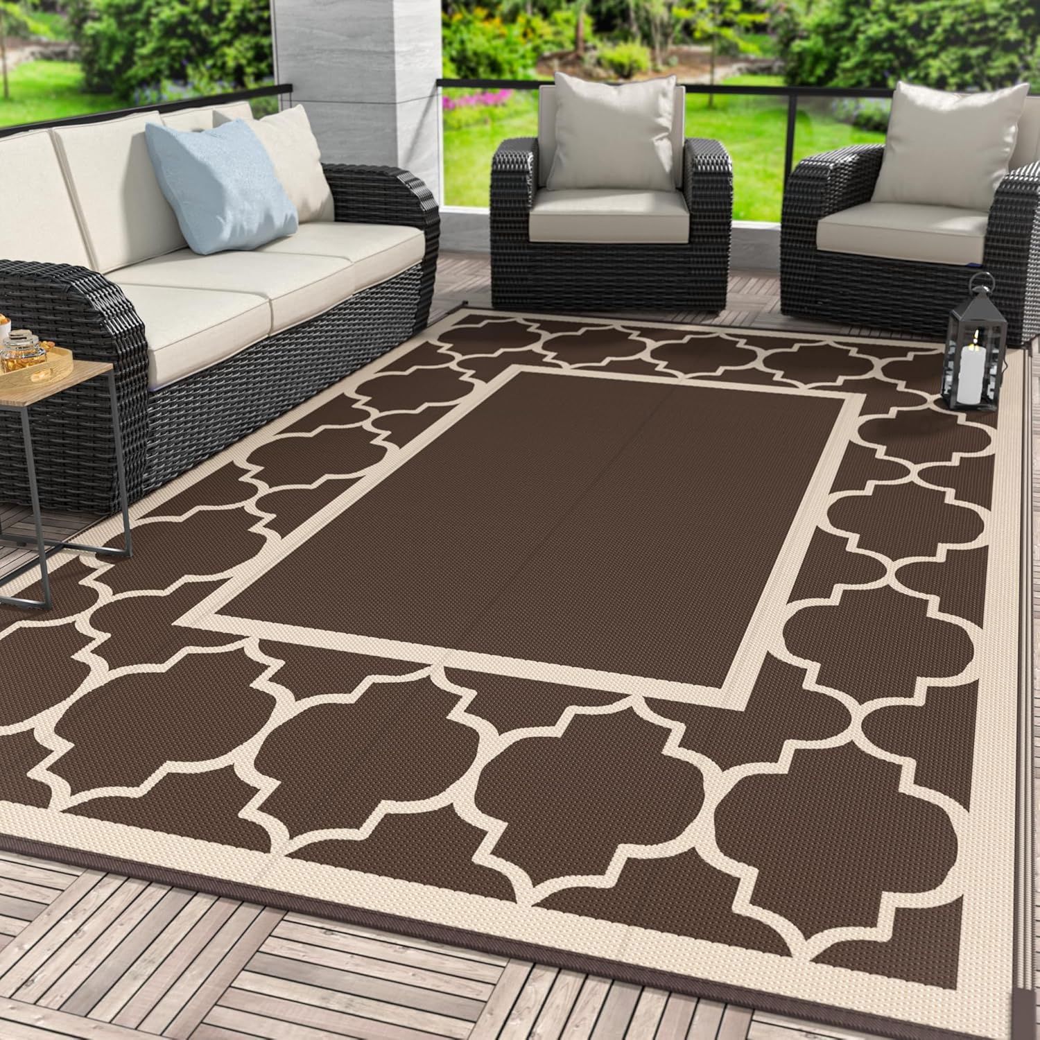 GENIMO Outdoor Rug Waterproof for Patio Decor 9x12