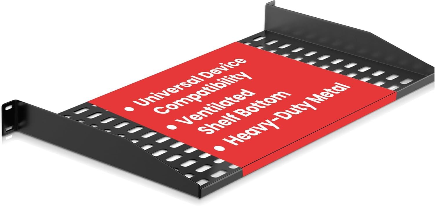 Pyle 1U Server Rack Shelf- 19-Inch Universal Device Server Rack Mount Tray