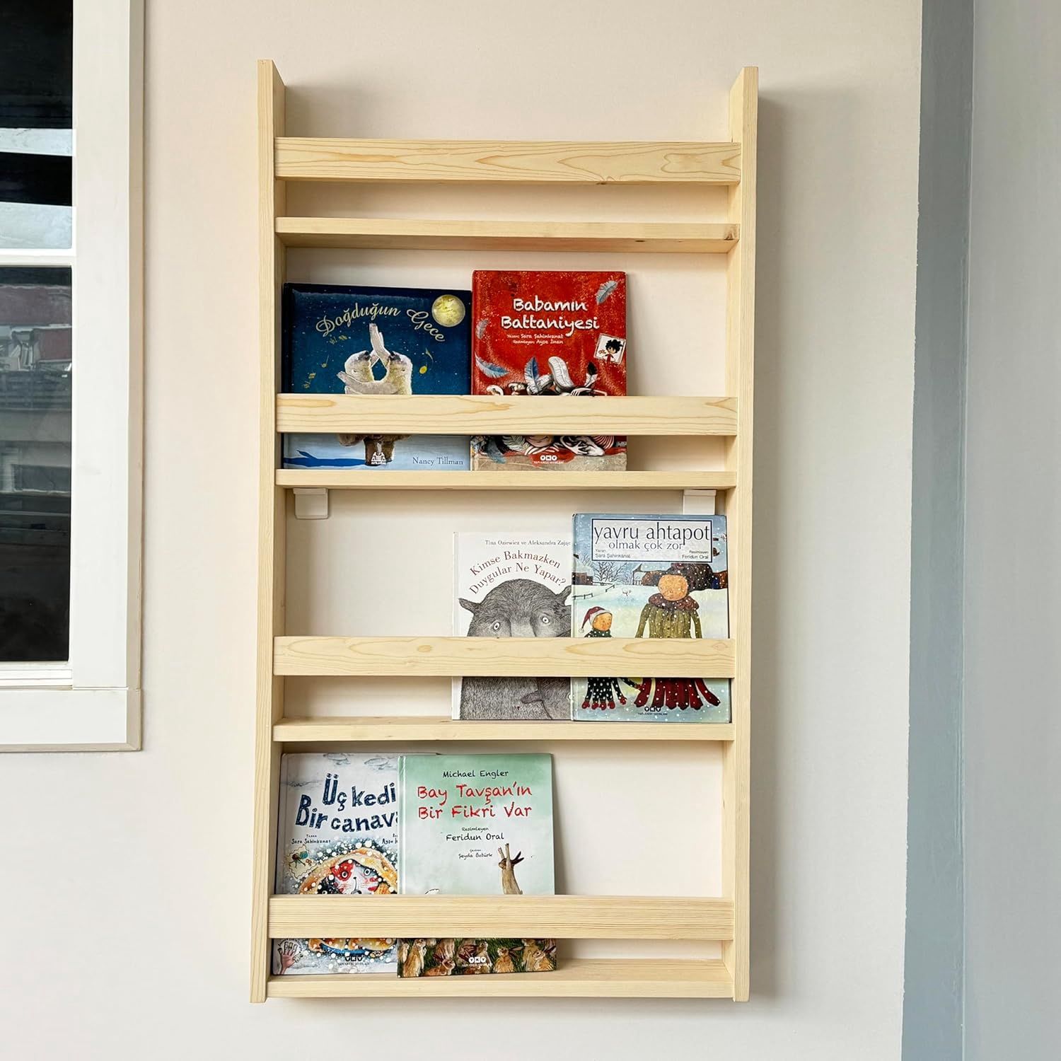 Floating Montessori Bookshelf, Space-Saver Nursery Book Shelves
