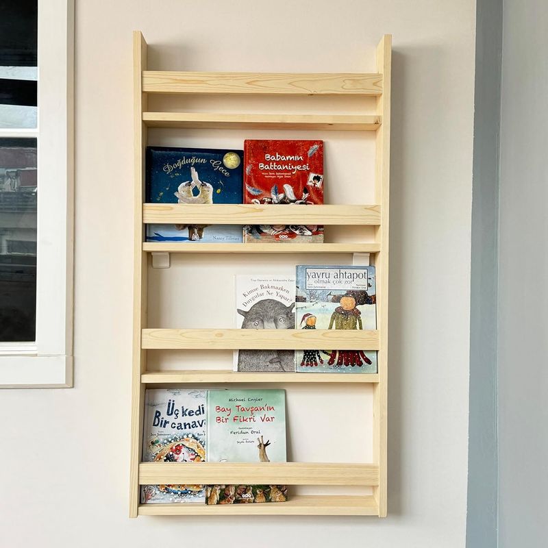 Floating Montessori Bookshelf, Space-Saver Nursery Book Shelves