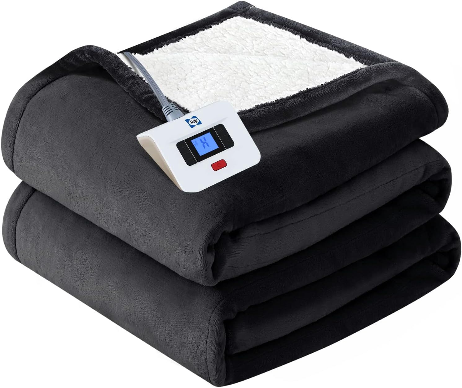 SEALY Heated Blanket Electric Throw, 50x60 Inch, Dark Grey