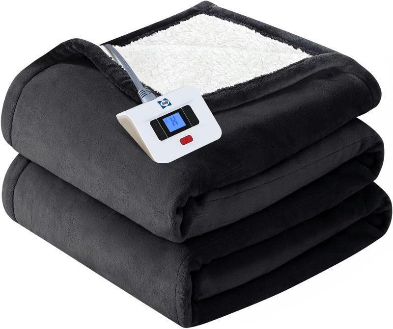 SEALY Heated Blanket Electric Throw, 50x60 Inch, Dark Grey