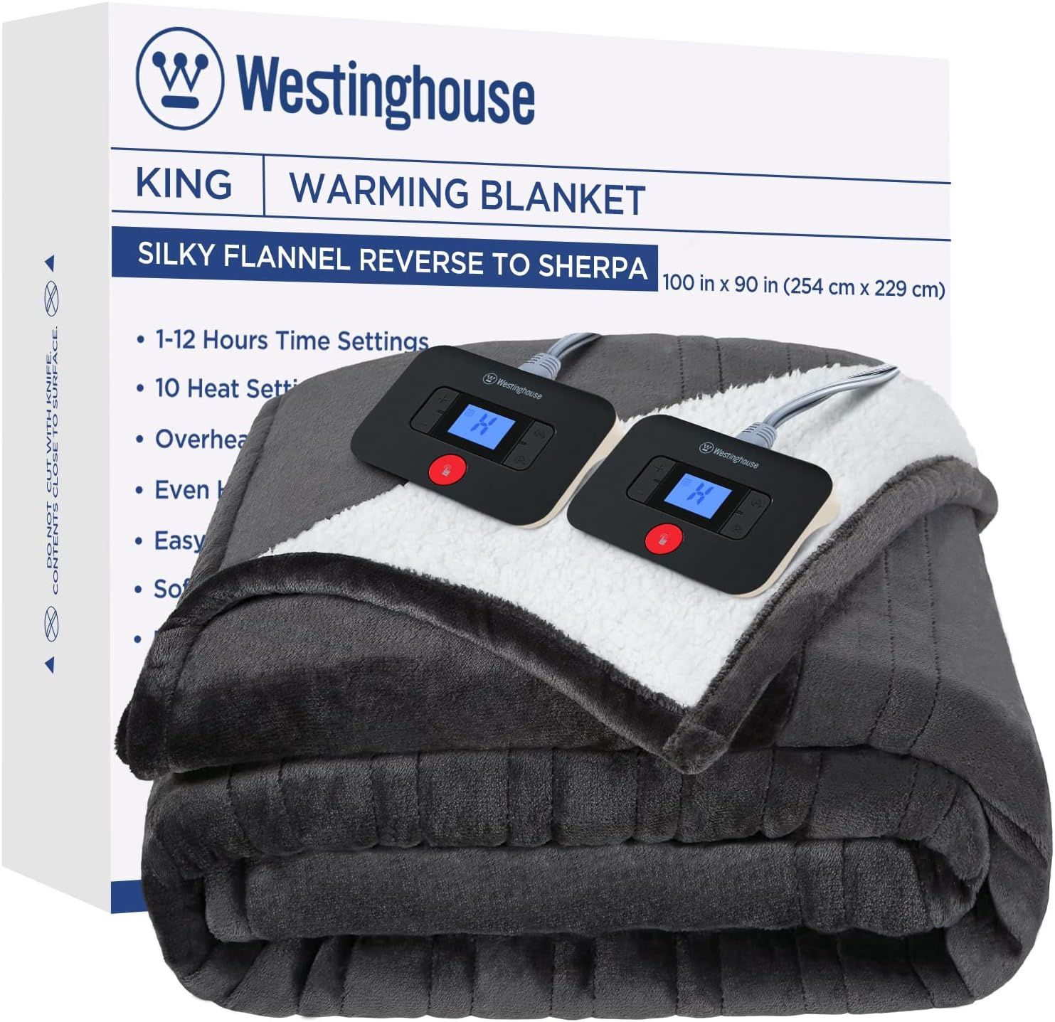 Westinghouse Electric Blanket Heated Blanket - King - Charcoal