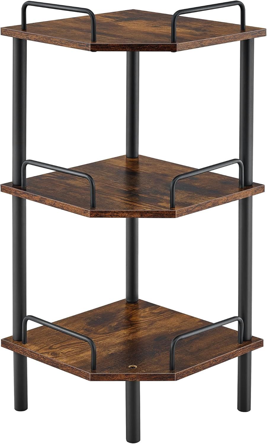Tajsoon Corner Shelf Stand, 3 Tier Industrial Corner Shelves