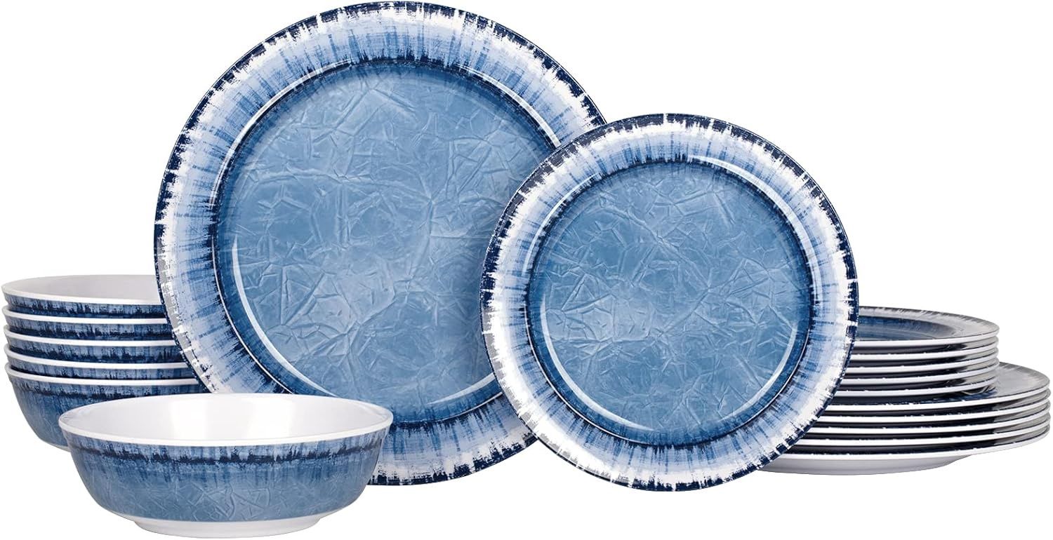 Melamine Dinnerware Set of 18 Pcs Dinner Dishes Set - Navy Blue