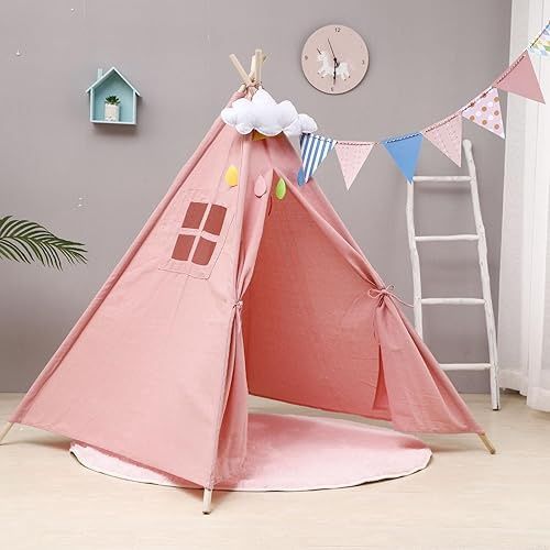 kawaiicrocodile Teepee Tent for Kids Upgraded, Indoor Play Tent for Kids - Pink