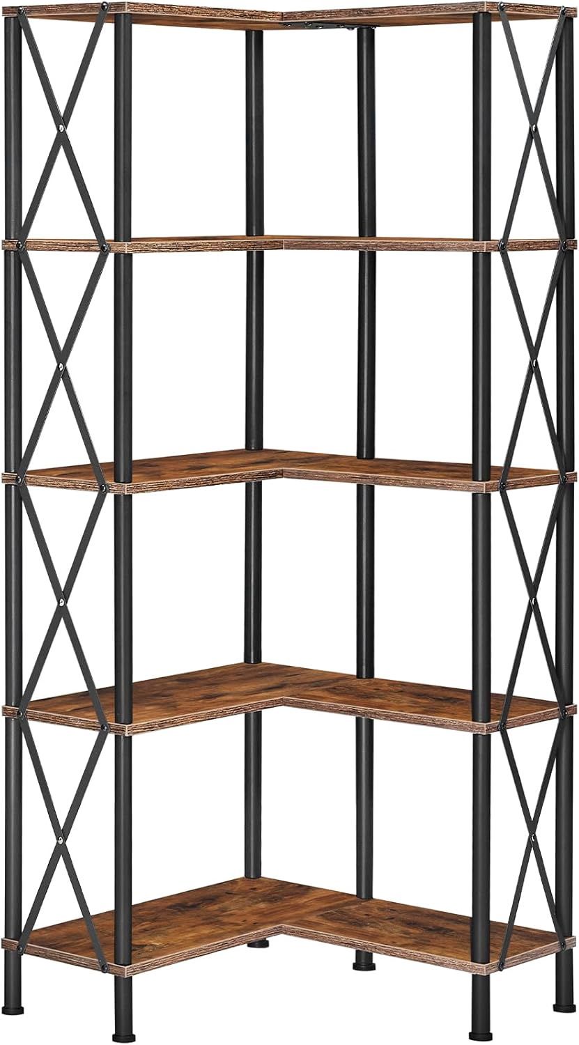 HOOBRO Corner Bookshelf, 5-Tier L-Shaped Bookcase