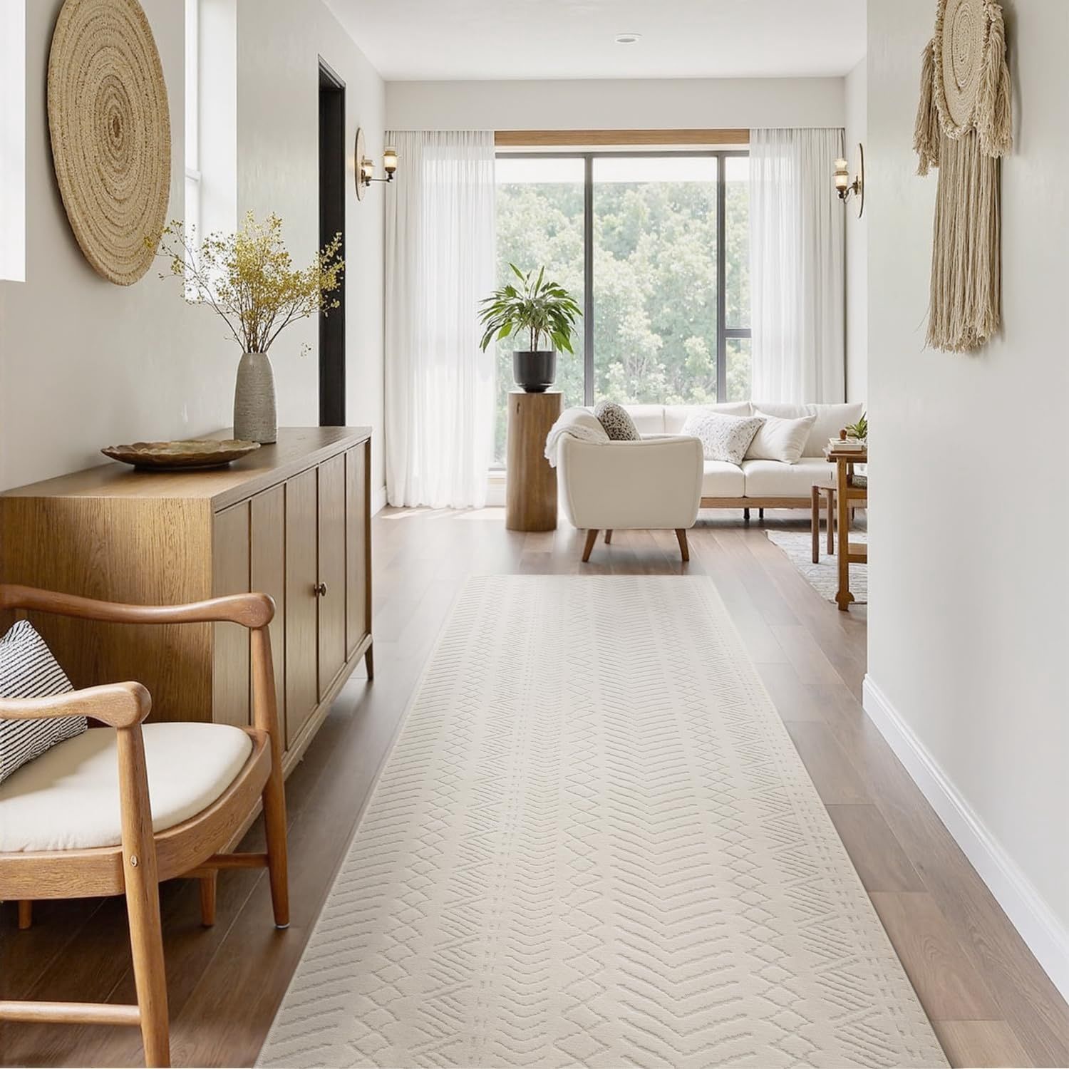 Montvoo 3D Boho Area Rug for Living Room - 2x8 / cream