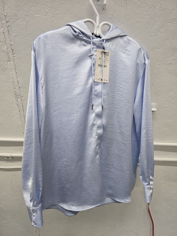 Zara women stain hoodie Blue Size Medium
