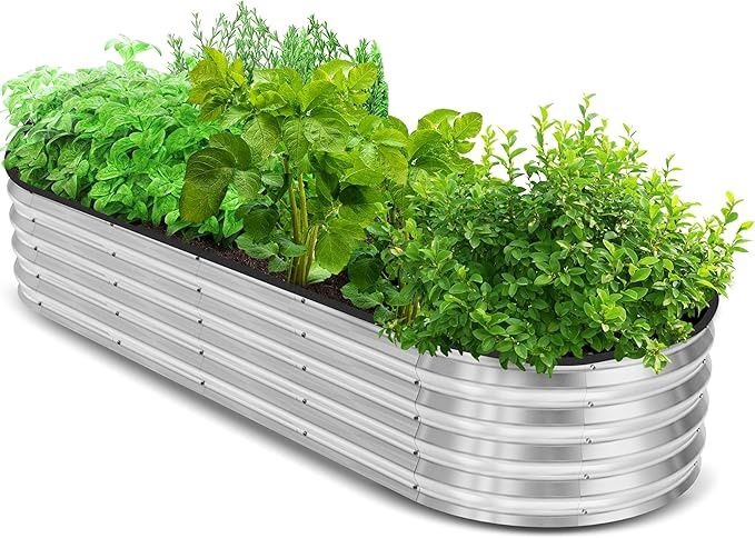 Utopia Home Galvanized Raised Garden Bed, 6 by 2 by 1 feet Outdoor Metal Planter Box