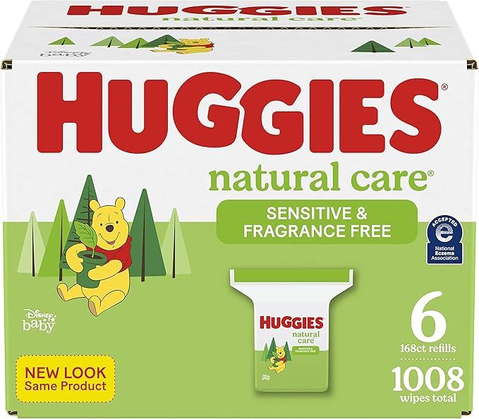 Baby Wipes, Huggies Natural Care Sensitive, UNSCENTED, Hypoallergenic, 6 Refill Packs