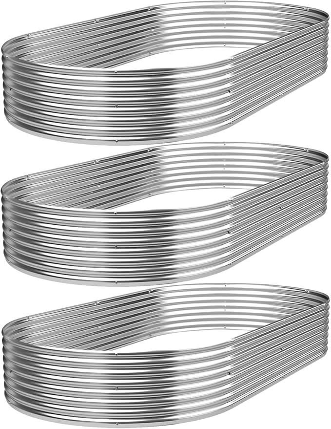 3 Pack 8x4FT Galvanized Raised Garden Bed Outdoor,Metal Garden Bed