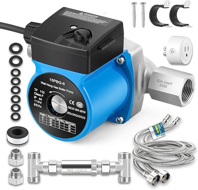 Instant Hot Water Recirculating Pump Kit with 304 Stainless Steel Bypass Valve, 20-in PEX Supply Lines