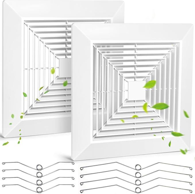 Enhanced two-piece 12x12&quot;Bathroom Exhaust Fan Cover with Springs,ABS Plastic Square