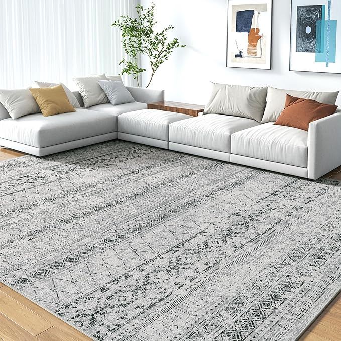 Black Area Rugs for Living Room 6x9 Bedroom Carpet Boho Modern Moroccan Washable