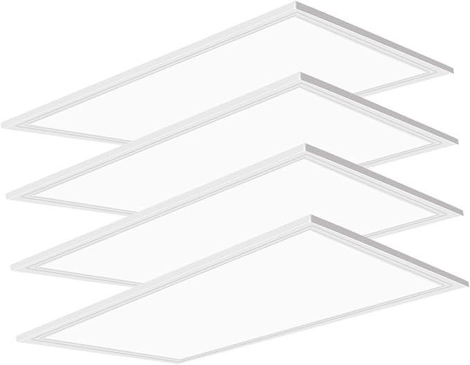 2X4 LED Flat Panel Light,4 Pack,0-10V Dimmable,75W with 7800 Lumens,5000K Daylight