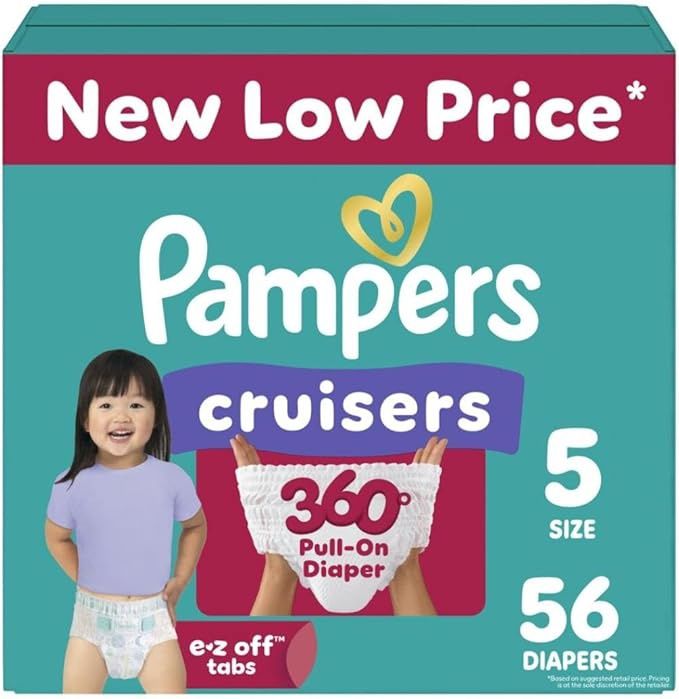 Pampers Cruisers 360 Pull-On Diapers, Size 5 (27+ lbs), 56 Count