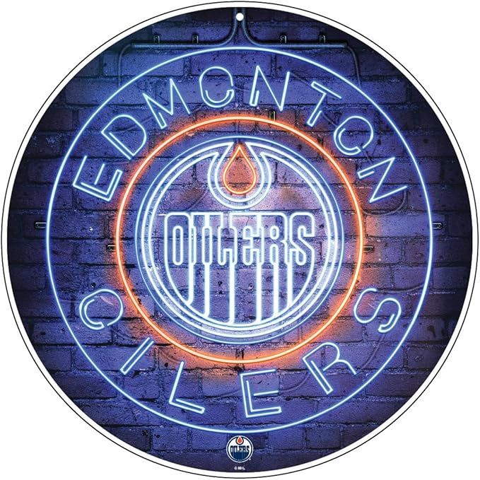 Edmonton Oilers Sign | 22" Round Neon Design